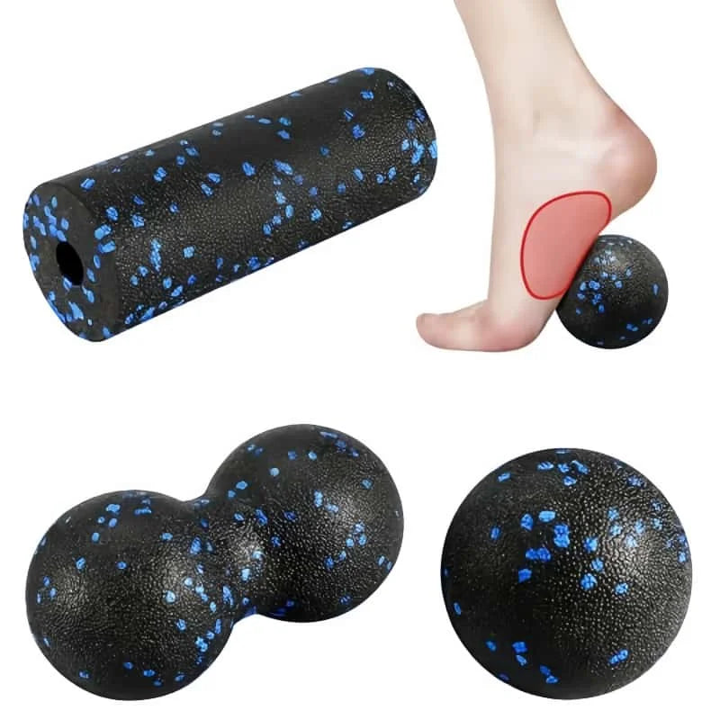 🌀 Set de Masaje Muscular 3 en 1 – Rodillo, Doble Bola y Pelota de Masaje